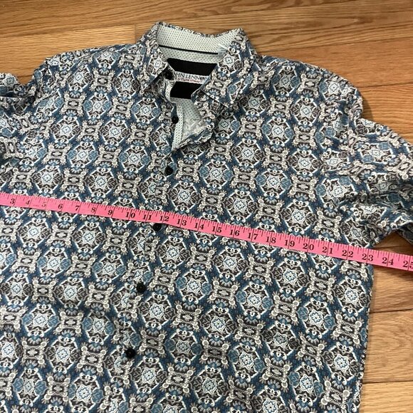 John Lennon English Laundry Shirt Mens L Button Up Blue Paisley Funky Retro - Picture 6 of 7
